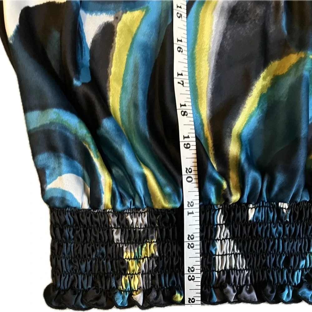 Heart Soul Abstract Black Scarf Tie Blouse size Small - Picture 11 of 11